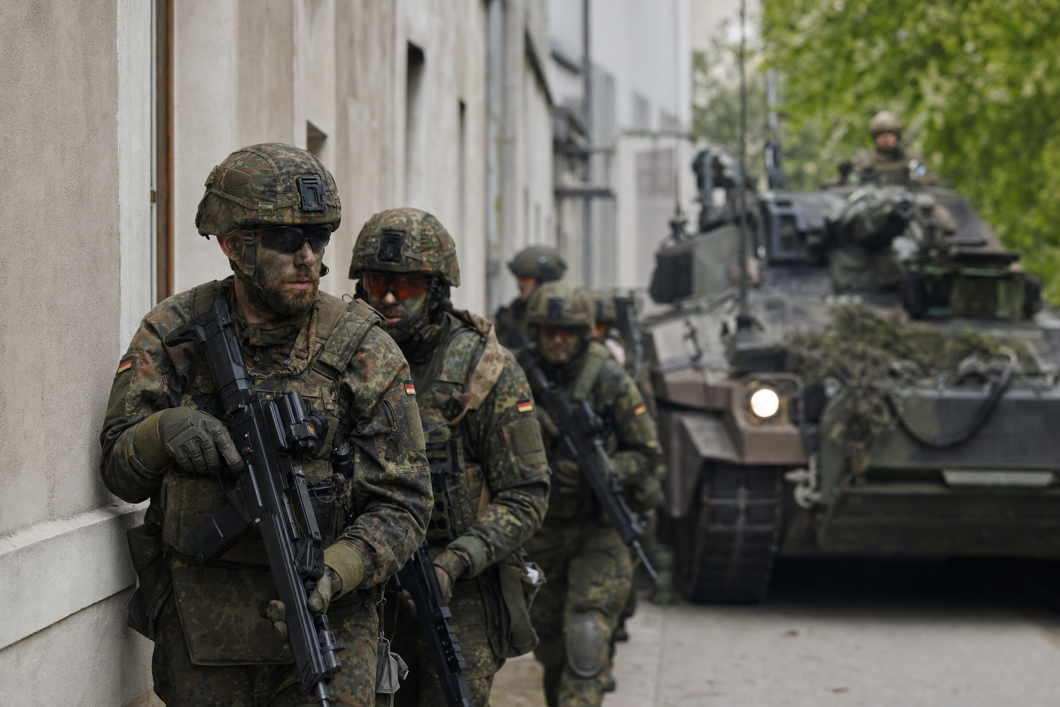 Deutsche Soldaten bei einer NATO-Übung auf einem Truppenübungsplatz in Osteuropa